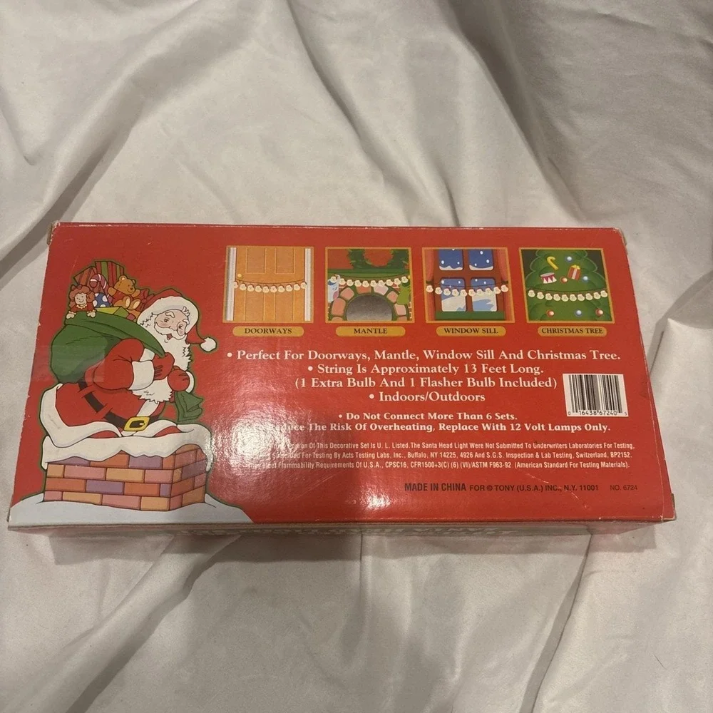 Vintage 10 Electrified Blinking Santa Head Christmas Light Set (1993) - NEW